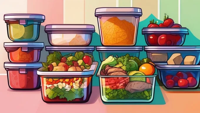 organized meal prep containers with different healthy meals for the week