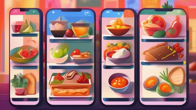 smartphone displaying food tracking app with nutritional data and meal photos