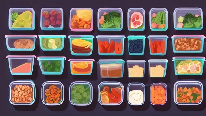weekly meal prep containers showing planned healthy meals for seven days
