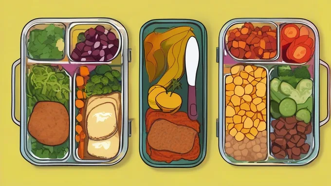 college student meal prep containers showing balanced portions of protein vegetables and grains next to a nutrition tracking app