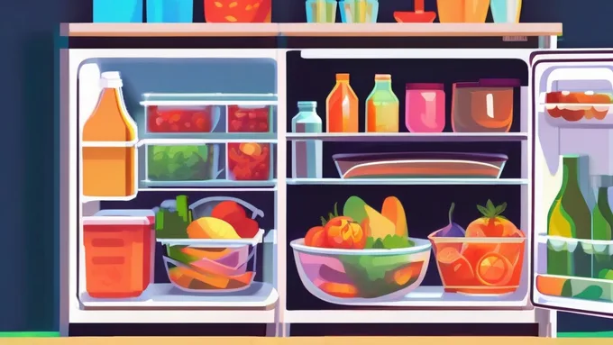 well-stocked college dorm mini fridge with organized healthy foods and meal prep containers