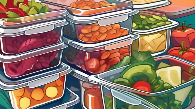 organized meal prep containers with labeled healthy food portions in refrigerator