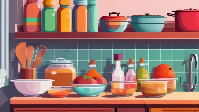 organized college apartment kitchen with labeled containers and clean cutting boards on counter