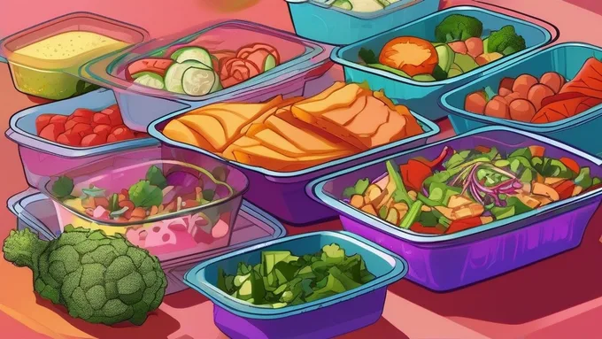 colorful meal prep containers with different protein sources and vegetables