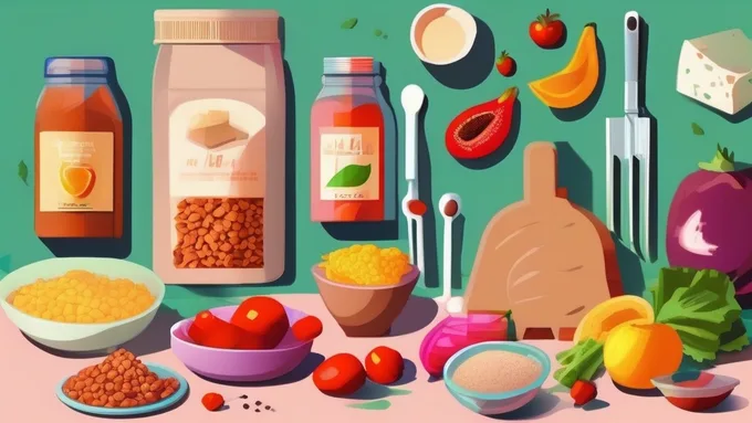 healthy meal ingredients laid out for meal prep with measuring tools