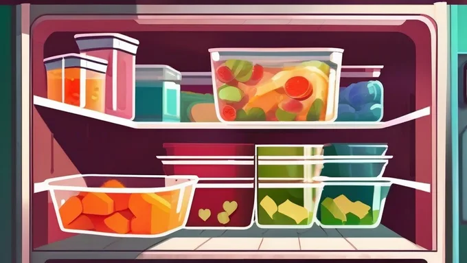 organized meal prep containers with labeled healthy meals arranged in refrigerator