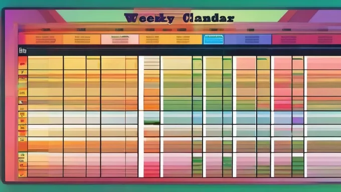 weekly calendar showing meal timing schedule with workout sessions and corresponding nutrition windows marked in different colors