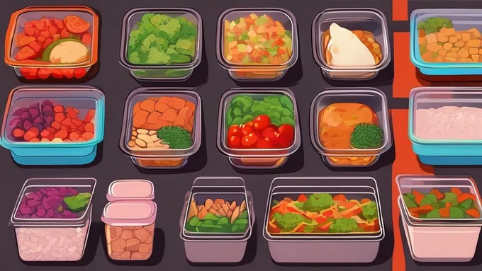 organized weekly meal prep with labeled containers showing different healthy meals
