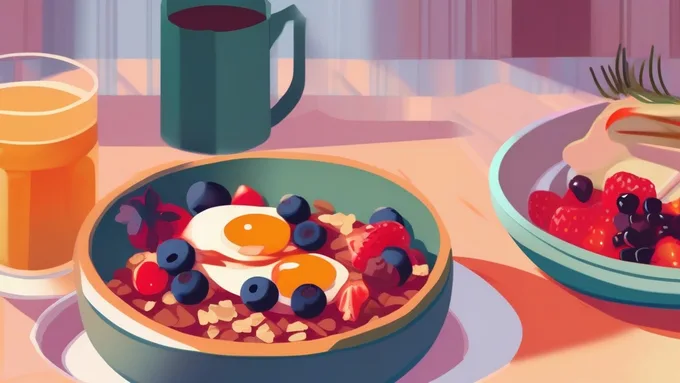 person checking smartphone while preparing healthy breakfast with oatmeal and berries