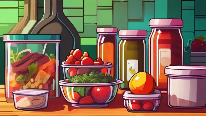 organized meal prep station with labeled containers and fresh ingredients