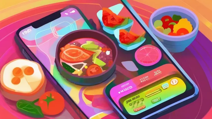 smartphone screen showing a nutrition tracking app with colorful charts displaying energy levels throughout the day alongside meal timing