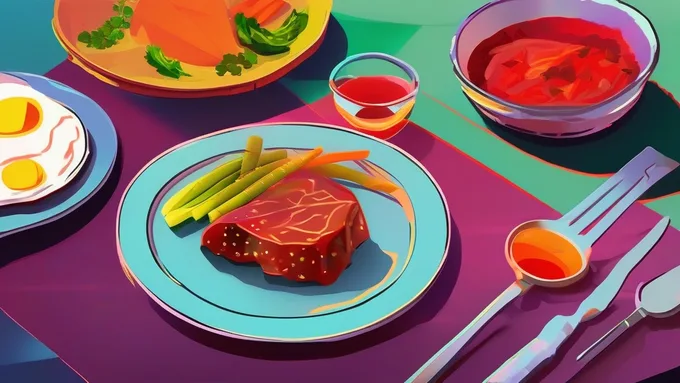 colorful diabetes-friendly meal with measured portions on a plate next to a blood glucose meter