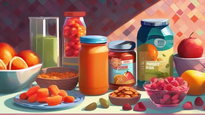 variety of pre and post workout snacks arranged on a kitchen counter with timing labels