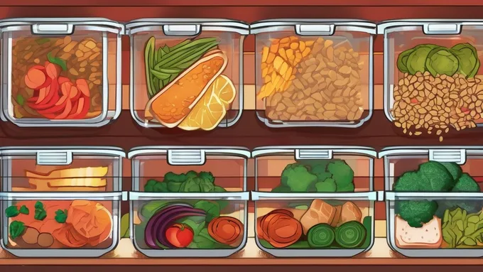 balanced meal prep containers showing different combinations of proteins, vegetables, and whole grains