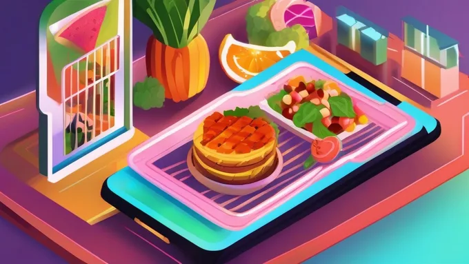 smartphone displaying meal tracking app with barcode scanner and food photos