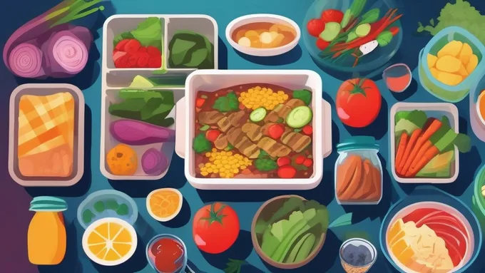 organized meal prep ingredients laid out on kitchen counter with smartphone app showing nutrition data