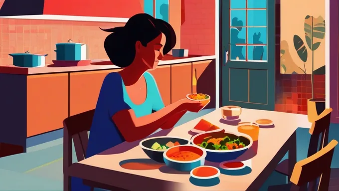 person enjoying a simple balanced meal at kitchen table