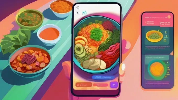 smartphone displaying a meal tracking app with a colorful Buddha bowl being scanned and nutritional information appearing on screen