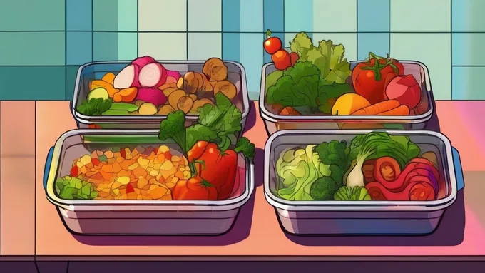 organized meal prep containers with colorful vegetables and proteins