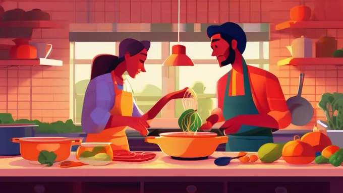 family cooking together in kitchen with fresh ingredients